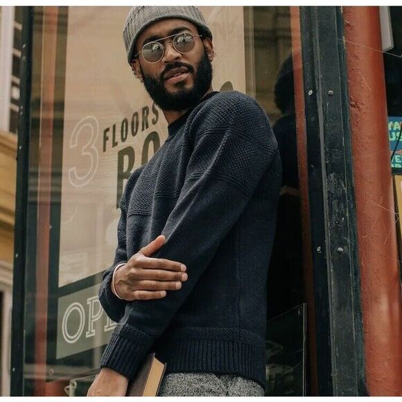 Taylor Stitch Ventana Sweater In Navy Merino Wool XS 36 Unisex NWT - Picture 1 of 15